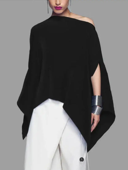 Trendy Asymmetrische Blouse met Bat Mouwen