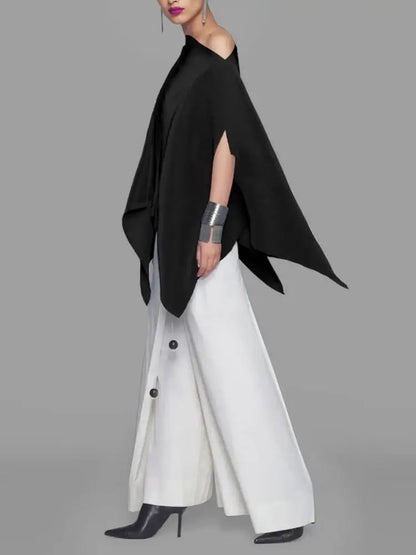 Trendy Asymmetrische Blouse met Bat Mouwen