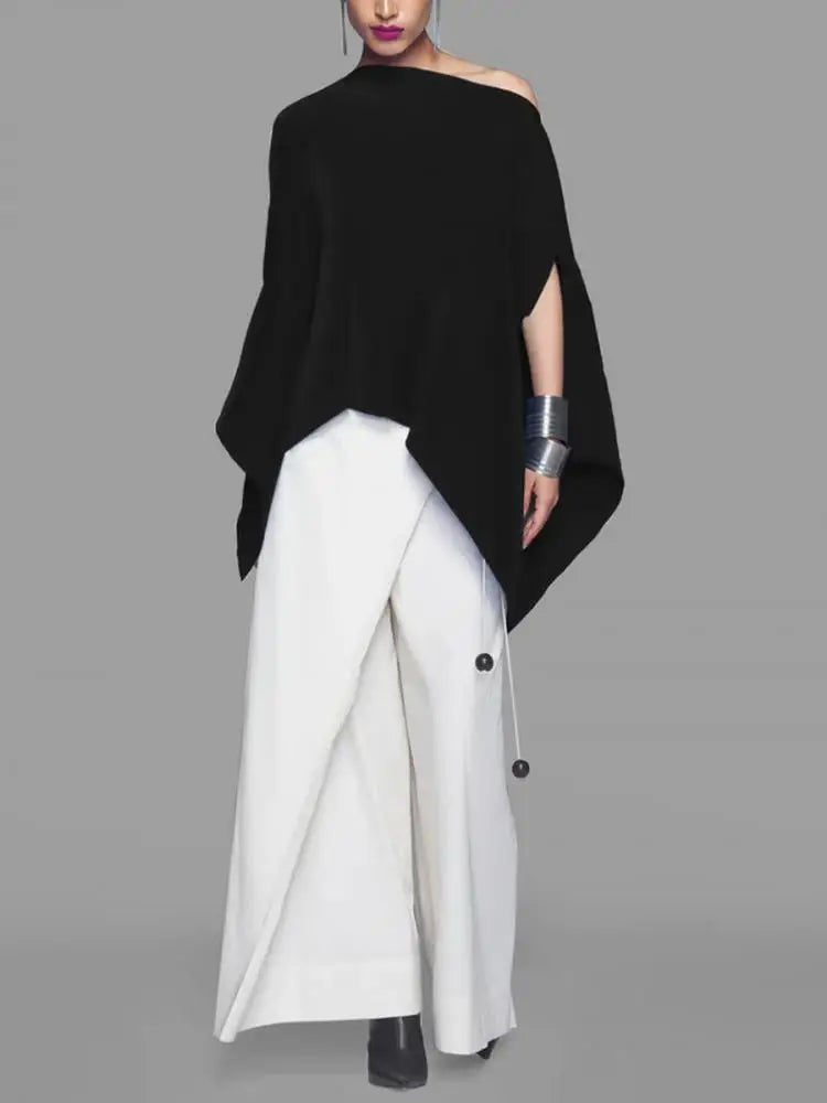 Trendy Asymmetrische Blouse met Bat Mouwen