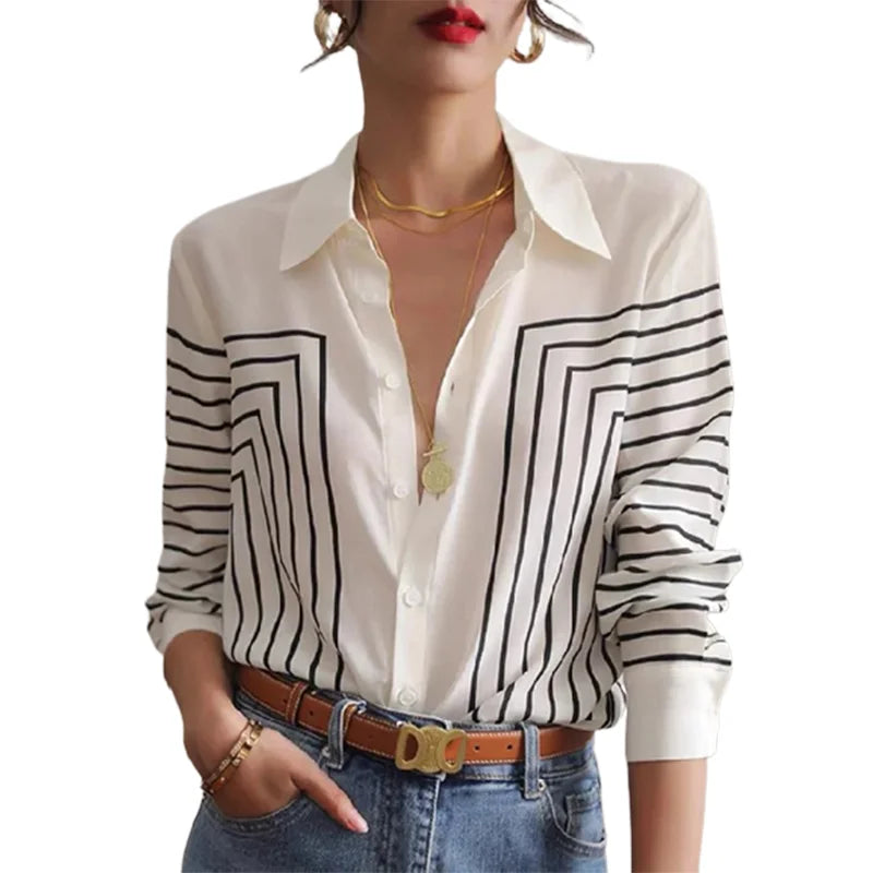 ModaFem DamesBedrukte Lapel Blouses