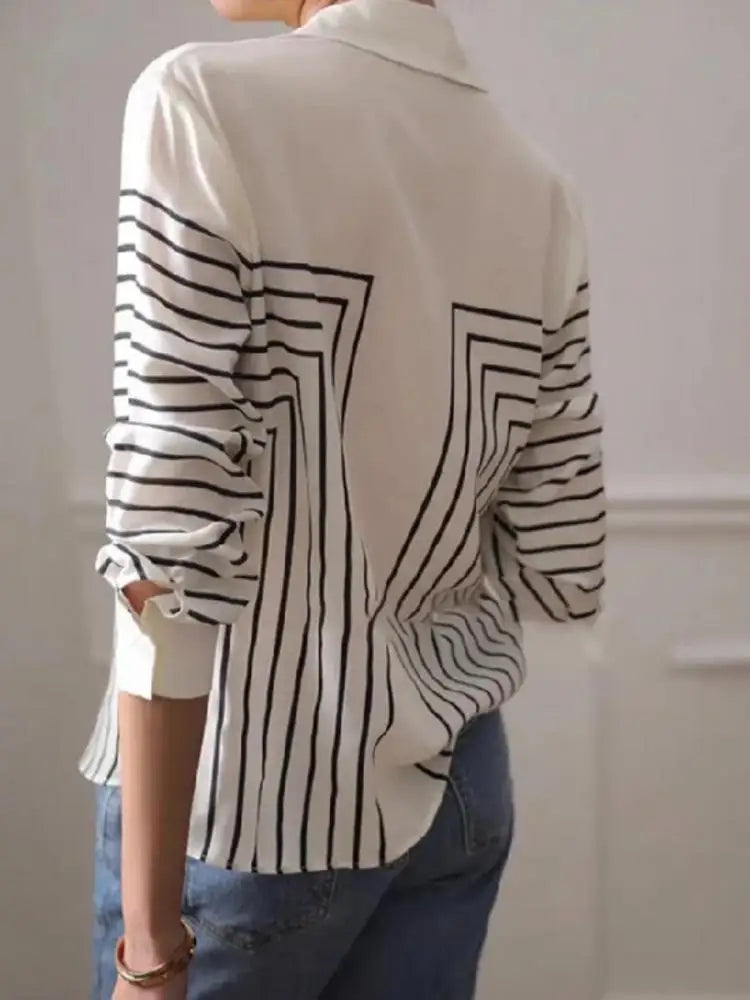 ModaFem DamesBedrukte Lapel Blouses