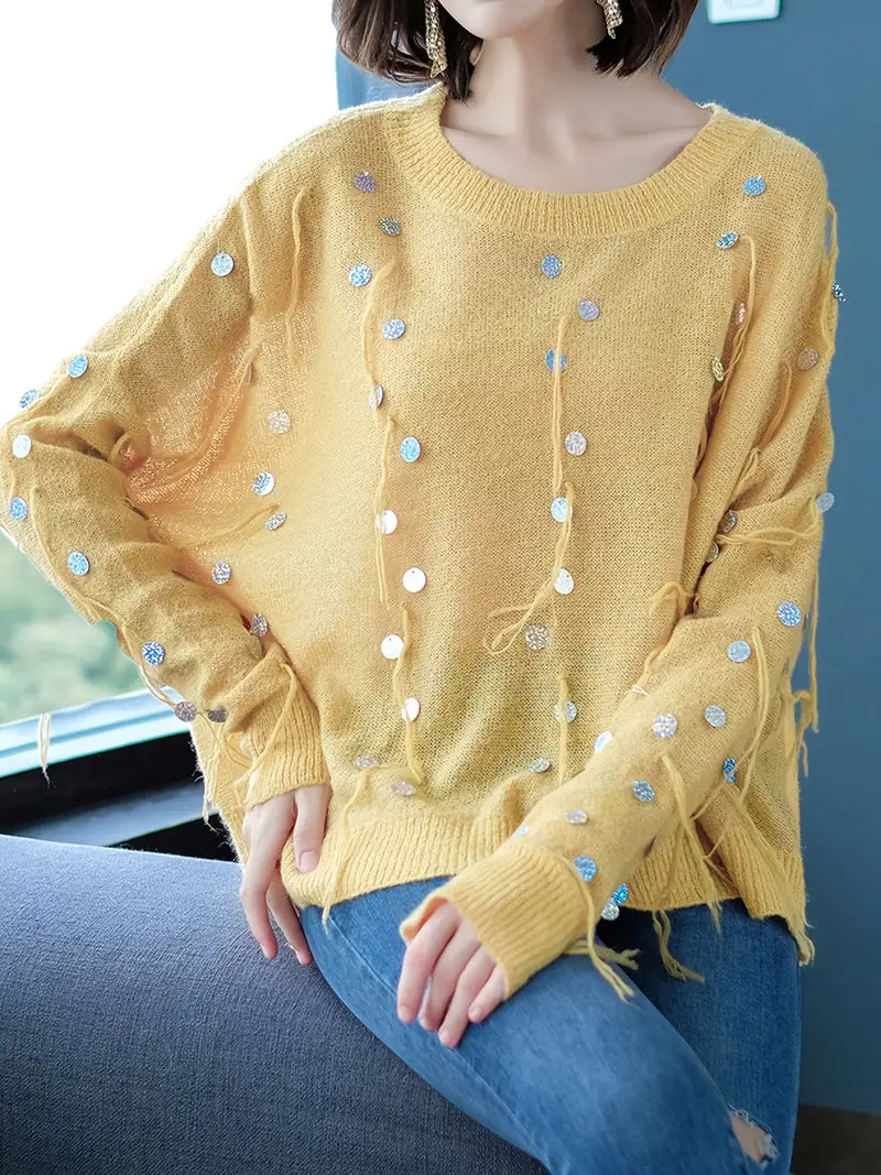 Vrouwen Trui met Metallic Glans Effect - Mode Vibes