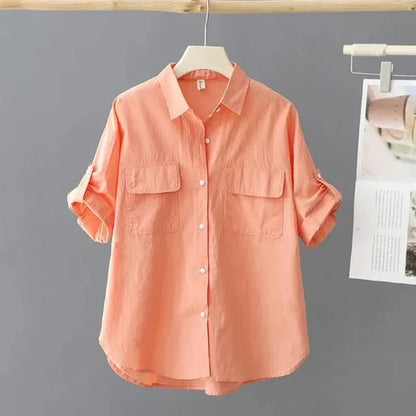 Geel Katoenen Poloshirt voor Dames - "ModaChic" 2024 Collectie