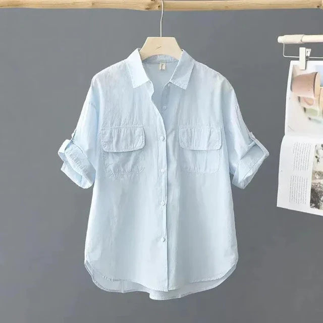 Geel Katoenen Poloshirt voor Dames - "ModaChic" 2024 Collectie