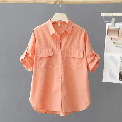 Geel Katoenen Poloshirt voor Dames - "ModaChic" 2024 Collectie