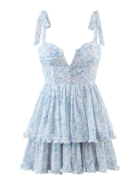 Yenkye Fashion Vrouwen Spaghetti Ruche Taart Chiffon Jurk