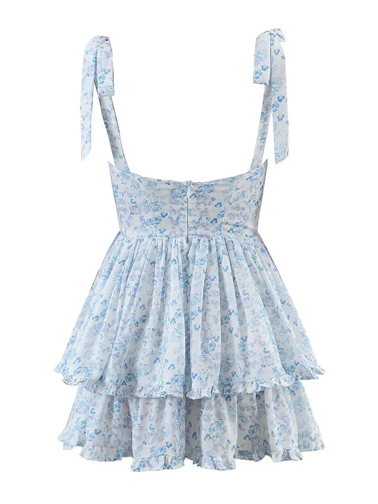 Yenkye Fashion Vrouwen Spaghetti Ruche Taart Chiffon Jurk