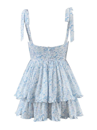 Yenkye Fashion Vrouwen Spaghetti Ruche Taart Chiffon Jurk