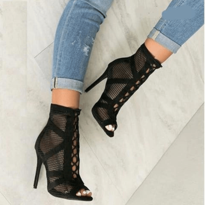 Dames Sandalen Hoge Hak Mesh Elegante Zomerschoenen