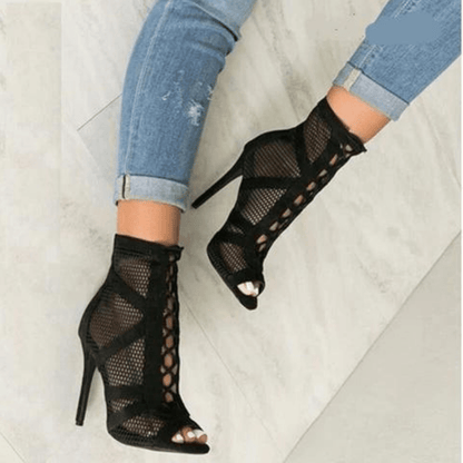 Dames Sandalen Hoge Hak Mesh Elegante Zomerschoenen