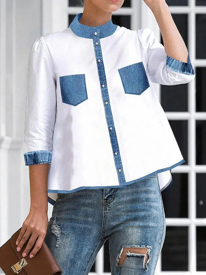 Yezzi Hoog-Laag Patchwork Blouses