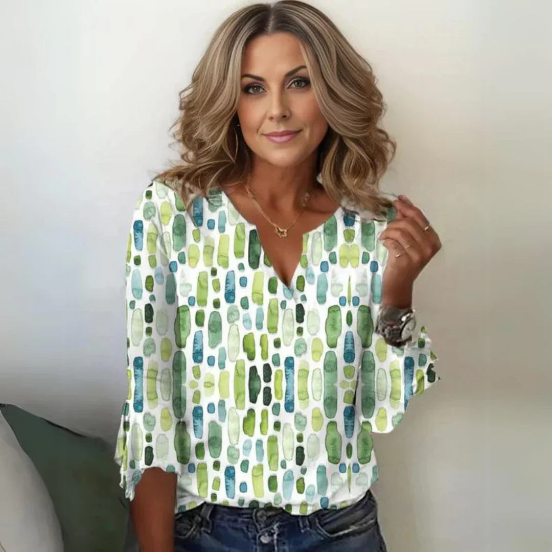 Vrouwelijke Elegante Blouse met Korte Mouwen - Mode Vibes