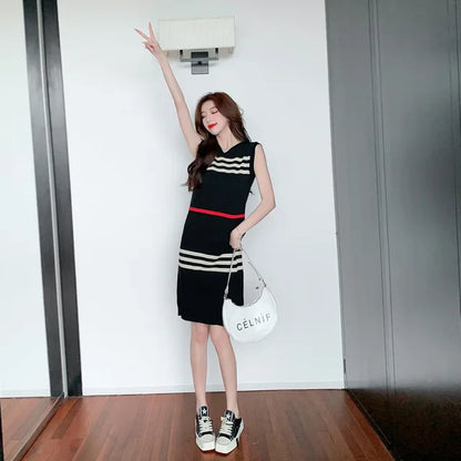 Yuqi Gestreepte Gebreide Zomerjurk Van Casual Chic