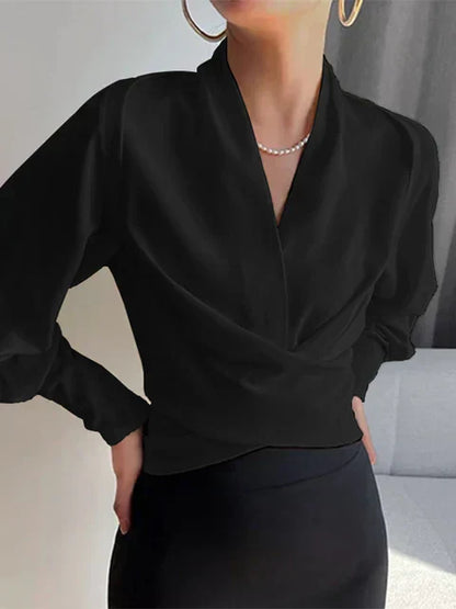 Vrouwen Blouse met Pofmouwen Elegante Stijl
