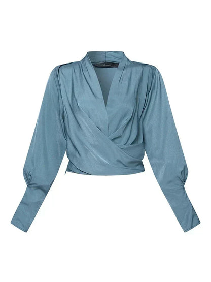 Vrouwen Blouse met Pofmouwen Elegante Stijl