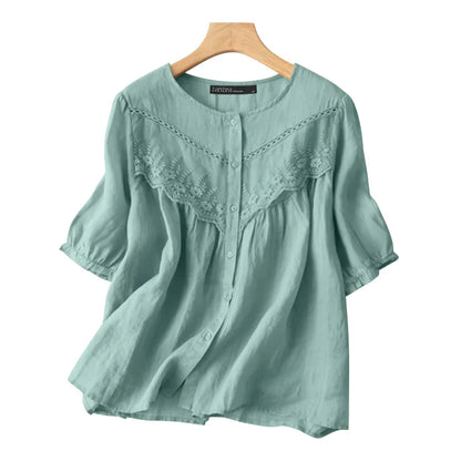Lumière Chic Zomerse Kanten Blouse