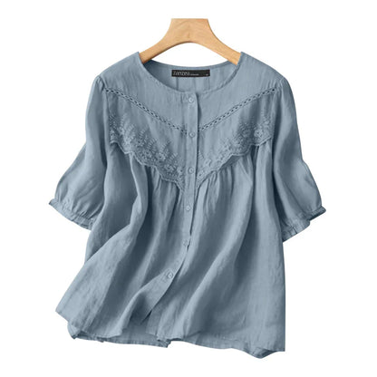 Lumière Chic Zomerse Kanten Blouse