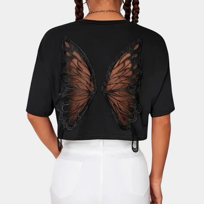 Vlinderprint T-Shirt Kort Dame Model