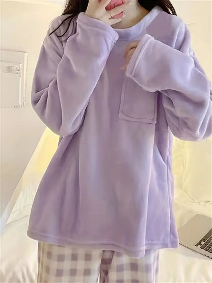 Warme Pyjama Set Zachte Stof voor Vrouw