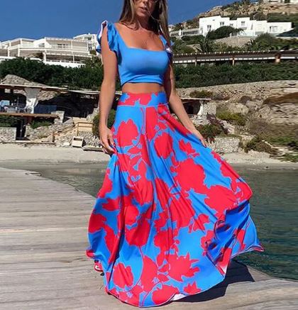 Zomerjurkje Boho Print Tweedelig Jurk Vrouw