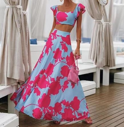 Zomerjurkje Boho Print Tweedelig Jurk Vrouw