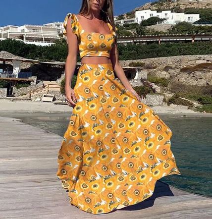Zomerjurkje Boho Print Tweedelig Jurk Vrouw - Mode Vibes
