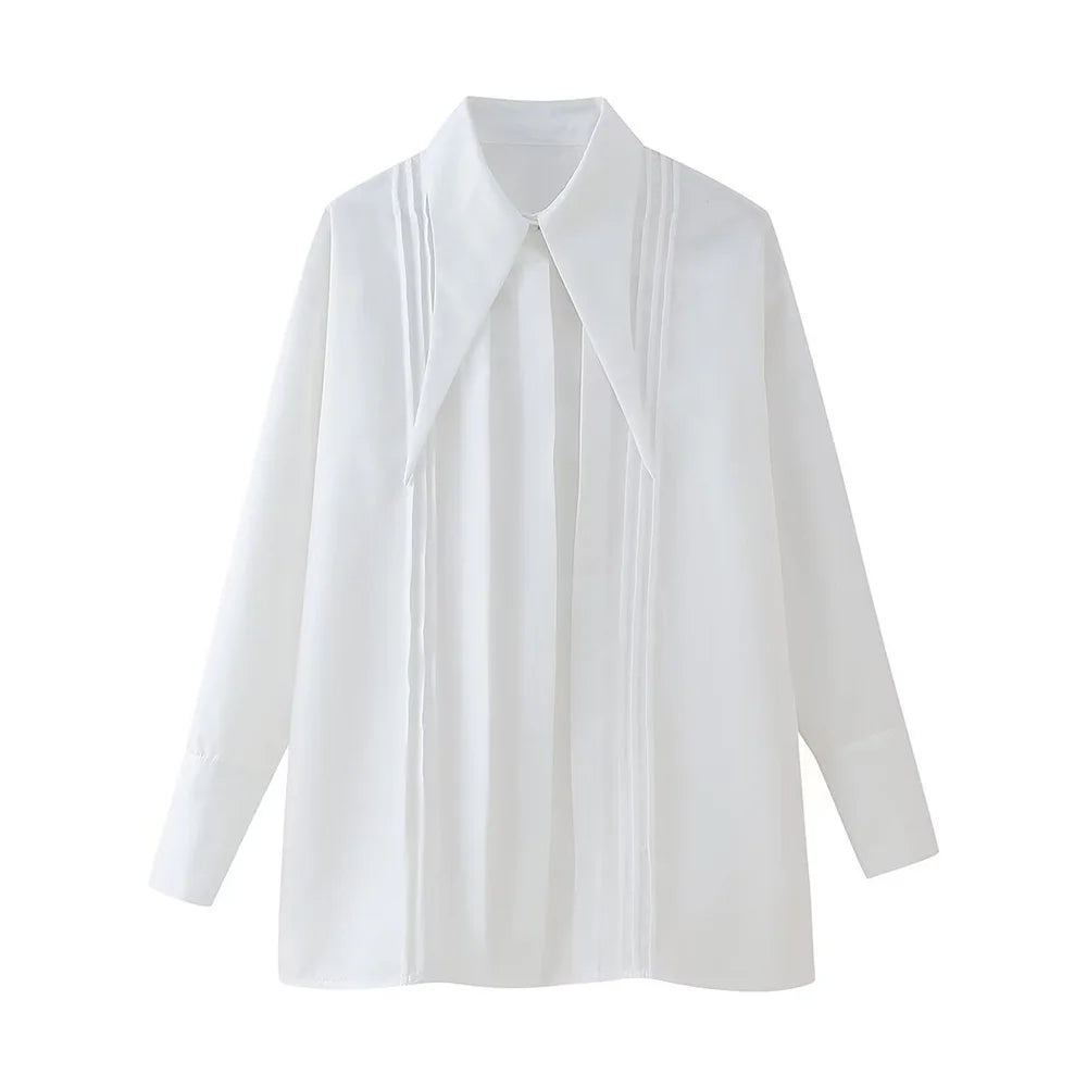 Zomerse Mode Puntige Kraag Blouse