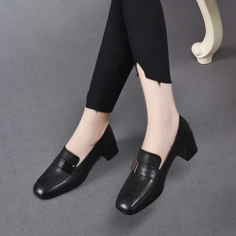 Urban Chic Leren Dameslofers met Dikke Hakken
