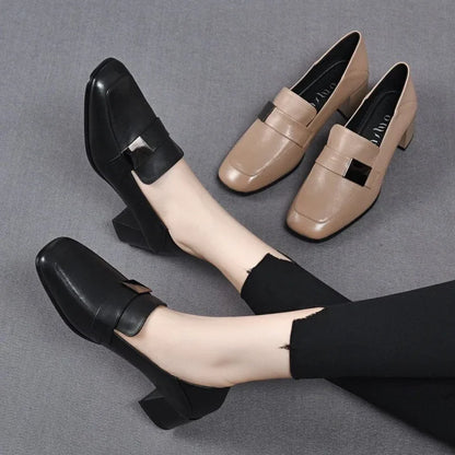 Urban Chic Leren Dameslofers met Dikke Hakken