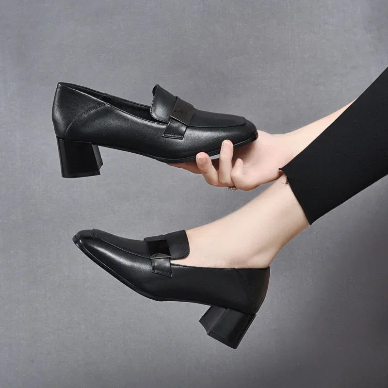 Urban Chic Leren Dameslofers met Dikke Hakken