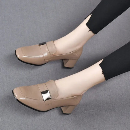 Urban Chic Leren Dameslofers met Dikke Hakken
