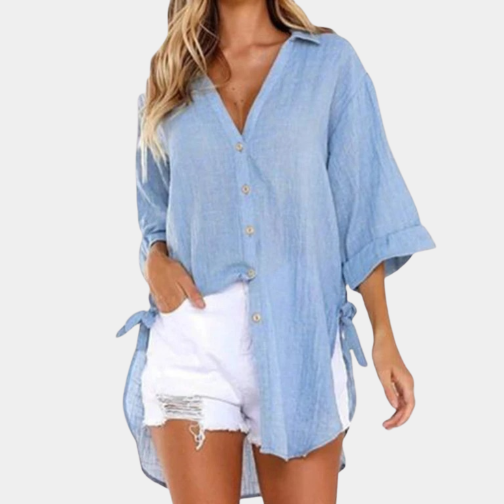 Damesblouse Stijlvol Zachte Katoen Jurk Blouse - Mode Vibes