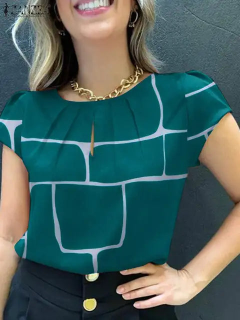Stijlvolle Blouse met Korte Mouwen en Print