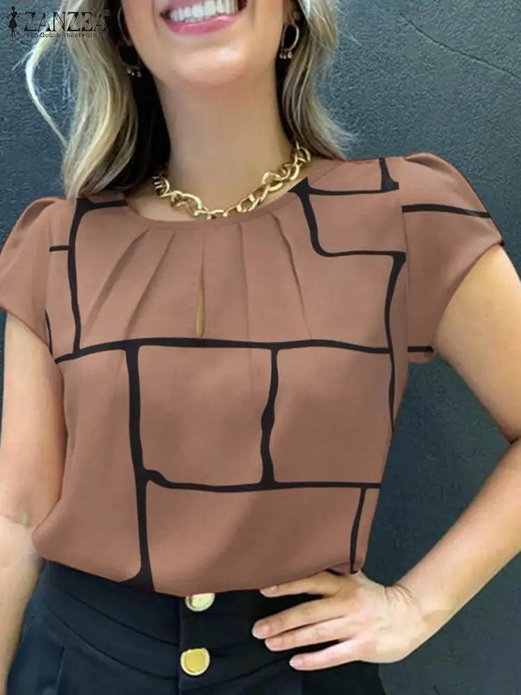 Stijlvolle Blouse met Korte Mouwen en Print