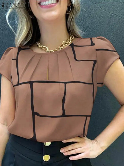 Stijlvolle Blouse met Korte Mouwen en Print