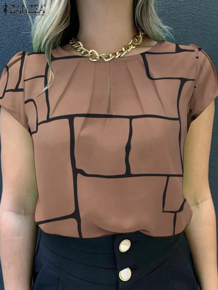 Stijlvolle Blouse met Korte Mouwen en Print