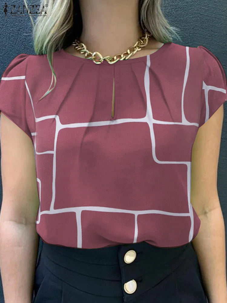 Stijlvolle Blouse met Korte Mouwen en Print