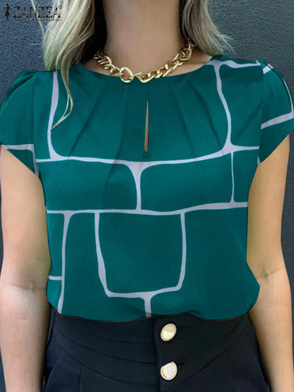Stijlvolle Blouse met Korte Mouwen en Print