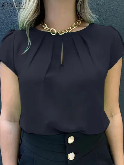 Zomerblouse met Korte Mouwen en Plezierig Ontwerp