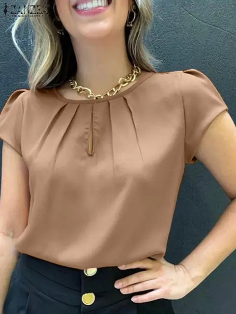 Zomerblouse met Korte Mouwen en Plezierig Ontwerp