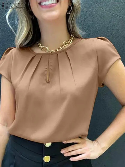 Zomerblouse met Korte Mouwen en Plezierig Ontwerp