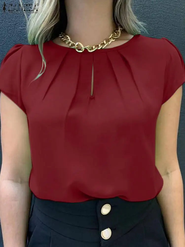 Zomerblouse met Korte Mouwen en Plezierig Ontwerp