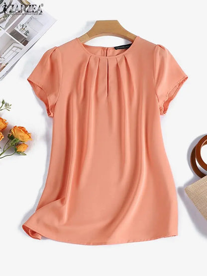 Zomerblouse met Korte Mouwen en Plezierig Ontwerp