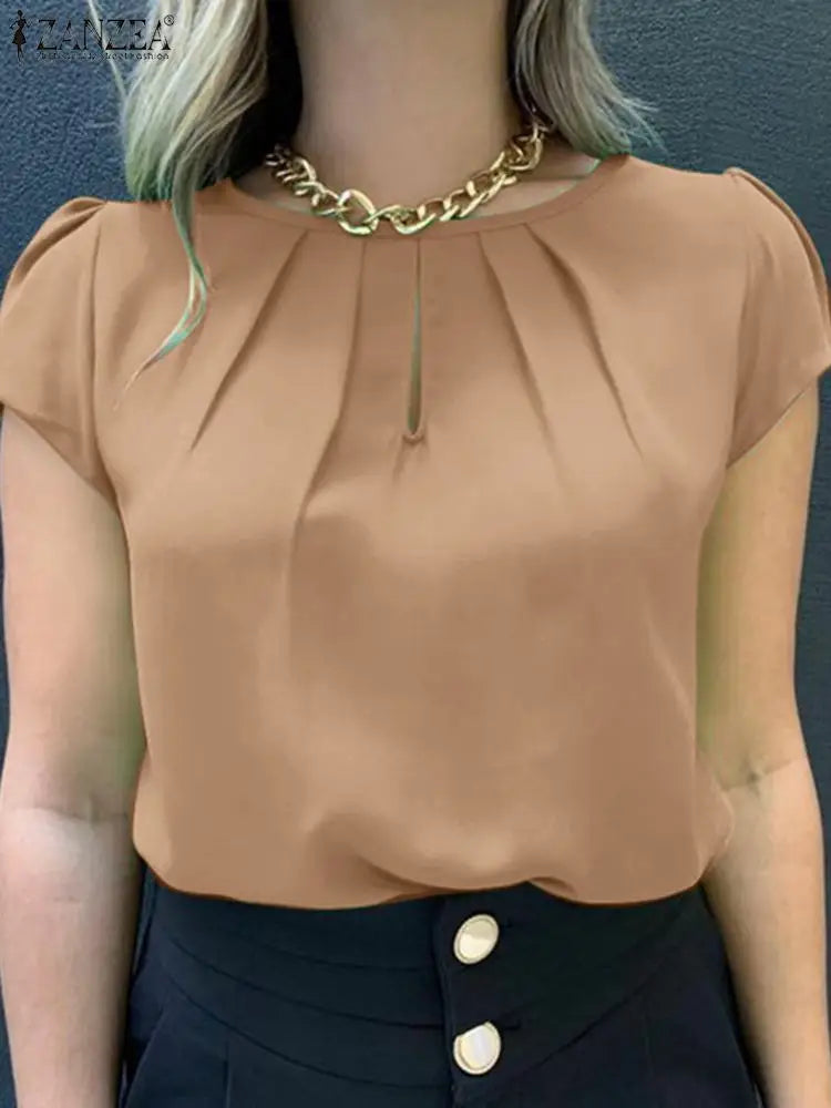 Zomerblouse met Korte Mouwen en Plezierig Ontwerp