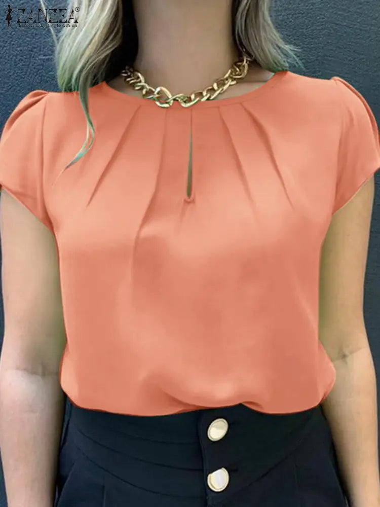 Zomerblouse met Korte Mouwen en Plezierig Ontwerp