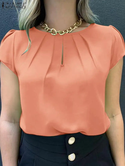 Zomerblouse met Korte Mouwen en Plezierig Ontwerp