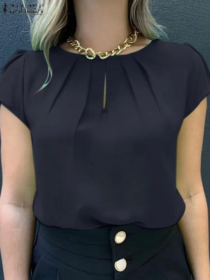 Zomerblouse met Korte Mouwen en Plezierig Ontwerp