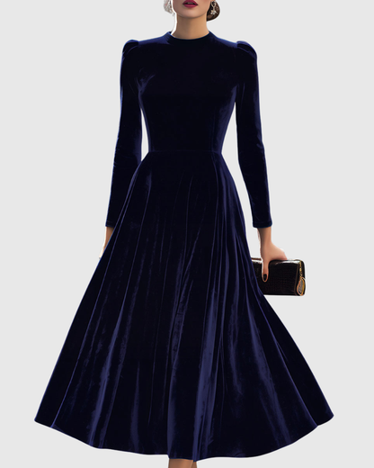 Zelora | Elegant Dames Midi Jurk met Lange Mouwen 0