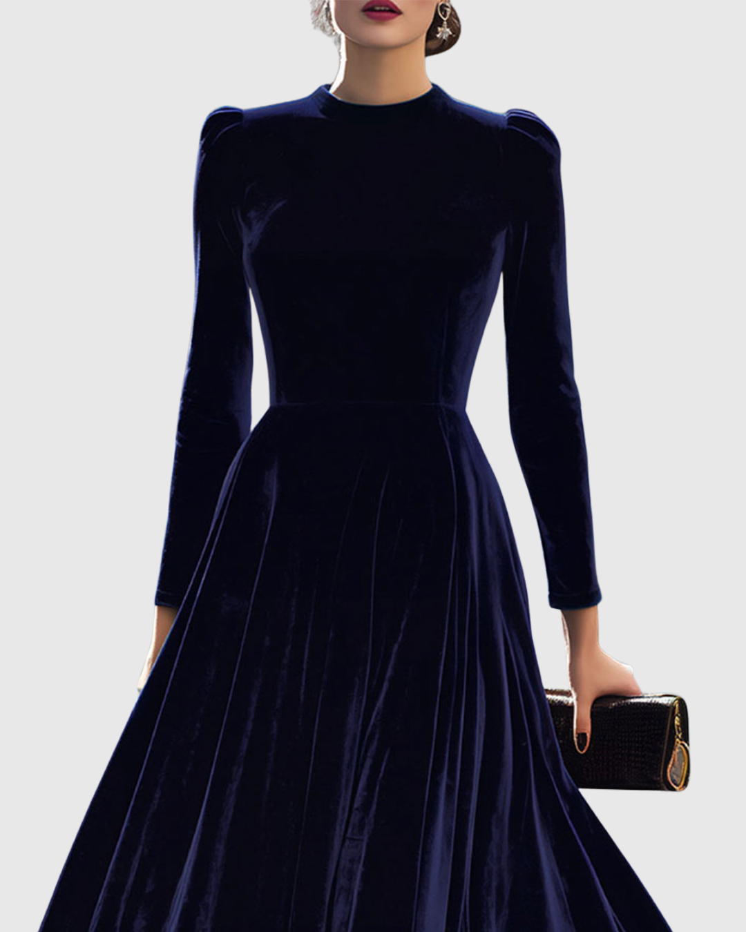 Zelora | Elegant Dames Midi Jurk met Lange Mouwen 1