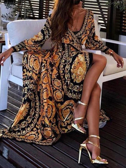 Zomerjurk Wikkeljurk Boho Stijl met Split